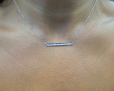 DIAMOND BAR NECKLACE 14K WHITE GOLD 0.20CT SI1 CLARITY G COLOR