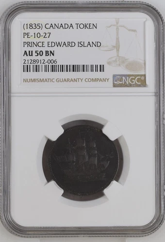 1835 Canada Token. PE-10-27 Prince Edward Island. NGC AU 50 BN