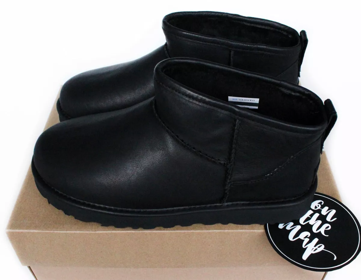 UGG Classic Ultra Mini boots in black leather