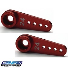 Go Nitro Hobbies 24T Small Aluminum One Way Servo Arm 2 Red Hitec