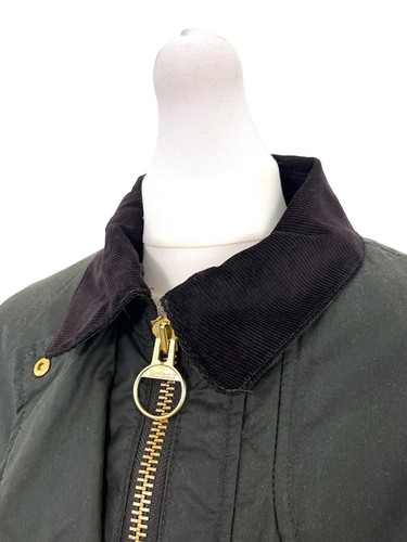 BARBOUR Olive Golspie Wax Jacket £349 UK 12 EU 38 USA 8 Large Quilted Faux Fur - Picture 8 of 15