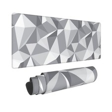 Grey Geometric Gray Gaming Mouse Pad Large XL Desk Mat Abstract Long Extended...