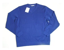 Cutter & Buck Mens Long Sleeve V Neck Pullover Sweater Tour Blue