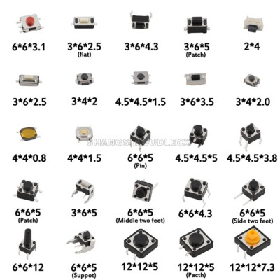 125pcs 25 kind/lot Assorted Micro Push Button Tact Switch Reset Mini Leaf Switch