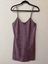 Vintage Amelia s Silky Satin Jacquard Coquette Cami Y2K Babydoll Purple Mauve