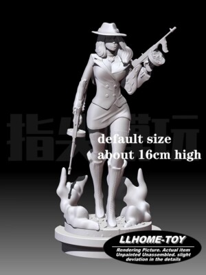 Game Hot girl take two guns Battle walking Resin 3D Print GK Kit Figure DIY
