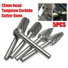 5PCS/Set 12MM Head Tungsten Carbide Rotary Point Burr Die Grinder 6mm Shank Bit