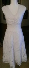 Dressbarn Size 4 off White Dress Lined/With Lacy Designs 40" Long 15 1/2" Bust