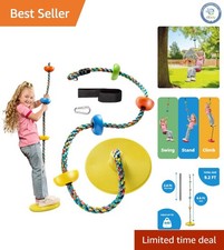 Outdoor Tree Swing for Kids - Heavy-Duty Disc Seat Easy Setup Rainbow Rope Set