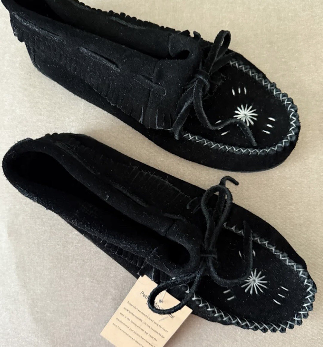 SAOLA Mocassino donna pace "Kristina" nero scamosciato morbido imbottito senza suola taglia 9 5