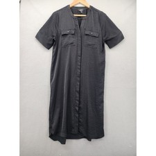 Simply Vera Vera Wang Black Shirt Dress Short Sleeve Midi Utility Pocketed Sz M