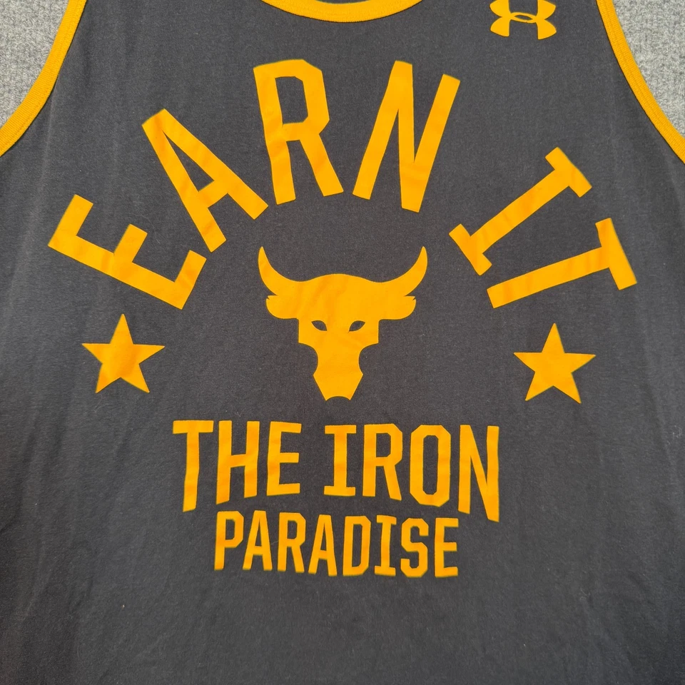 Camiseta regata Under Armour Project Rock masculina GG preta sem mangas musculosa - Imagem 3 de 4