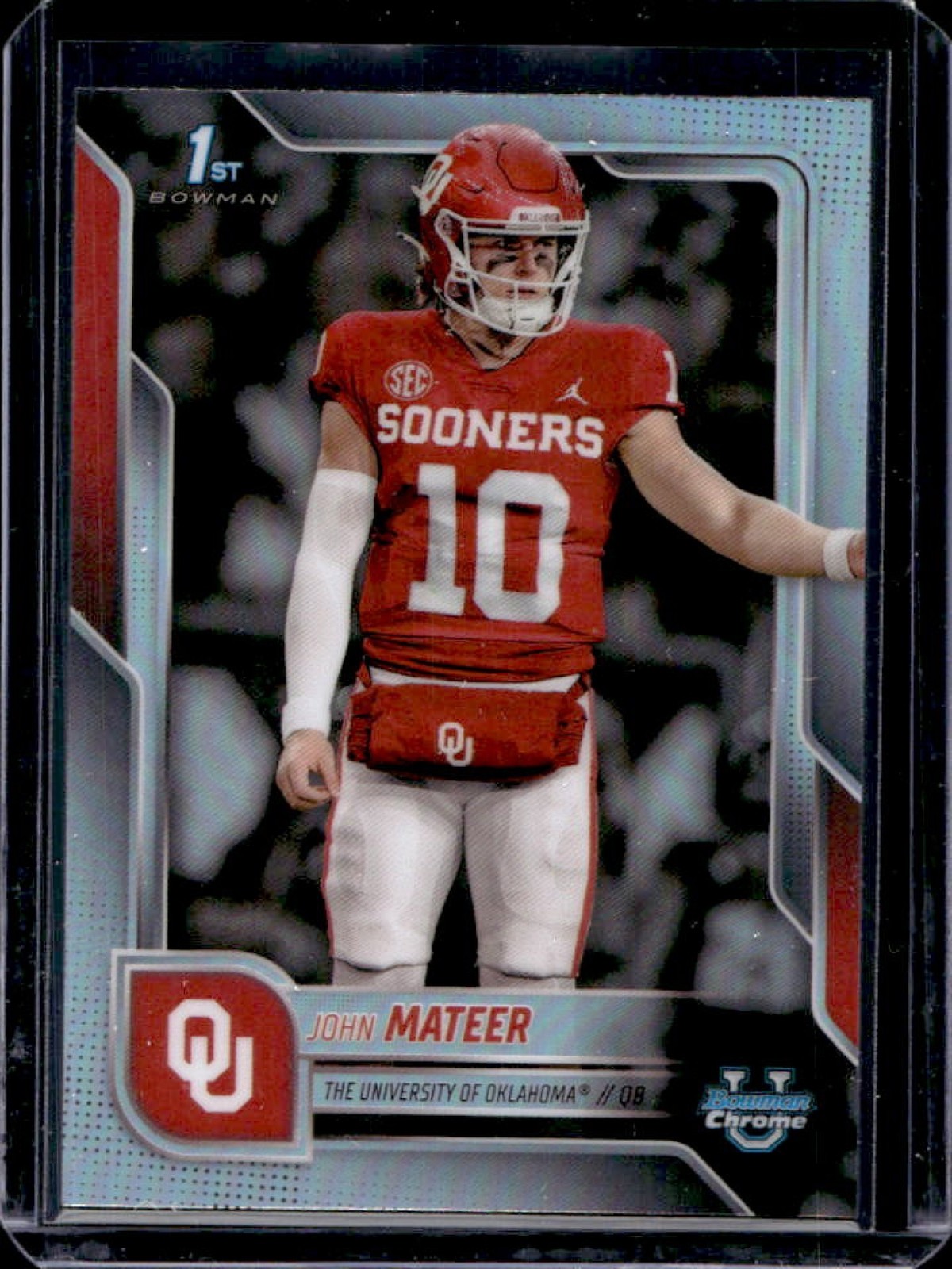 2025 Bowman Chrome University John Mateer Refractor 1st Prospect #1 Sooners