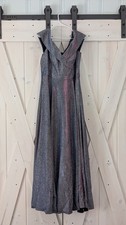 XSCAPE size 16 Iridescent purple over the shoulder long dress front slit