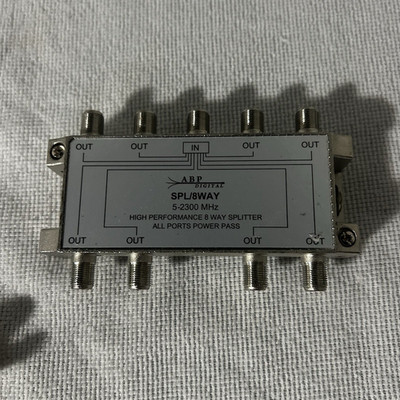 ABP SPL/8WAY 8-Way 1:8 Coaxial F Splitter 5-2300 MHz All Ports Power Pass