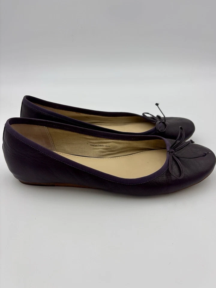 Pisos de ballet Saks Fifth Avenue 10022 cuero berenjena púrpura oscuro 39,5/8,5 M Foto 4 de 4