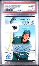 2024 Upper Deck SP Game Used Macklin Celebrini #215 Autograph PSA 8.5