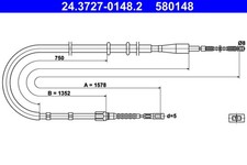 Bremsseil Seilzug Feststellbremse ATE 24.3727-0148.2 für AUDI 80 B4 8C2 8C5 TDI