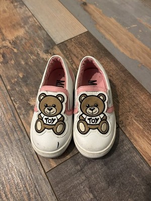 Moschino Baby White & Pink Teddy Slip-On Sneakers size 8