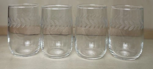 Vintage Flat Juice Glass Laurel Gray by Anchor Hocking 5 oz (Set of 4) 40’s-60’s