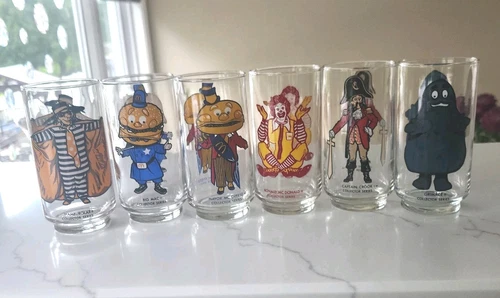 Vintage 70s Complete Set of 6 MCDONALDS TUMBLERS COLLECTOR SERIES Drinking Glass