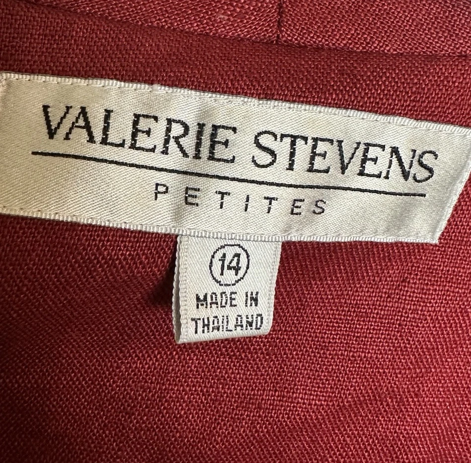 Vintage Valerie Stevens 100% Linen long Blazer Jacket Career sz 14P GVC - Image 2 of 4