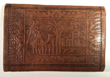 Vintage Handmade Hand-Tooled Embossed Moroccan Leather Wallet