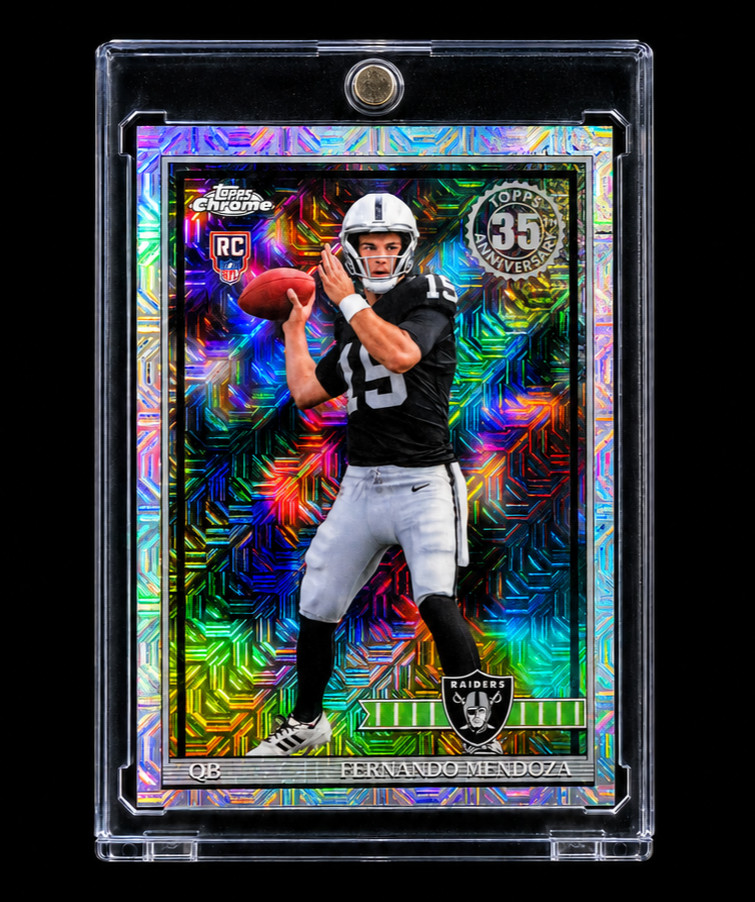 FERNANDO MENDOZA ROOKIE MOJO REFRACTOR SILVER PRIZM Topps Chrome 2026 RAIDERS