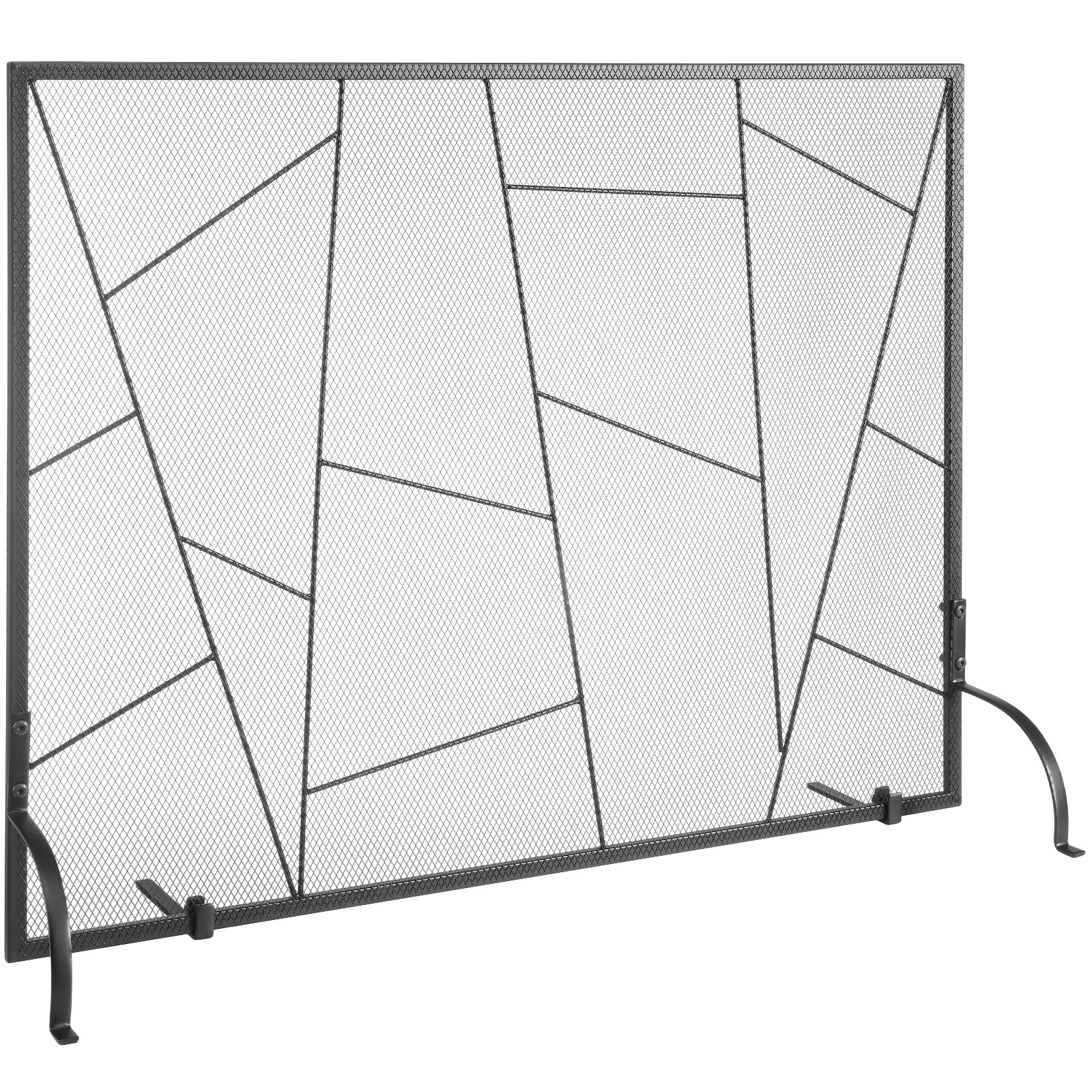 VEVOR 906x720MM Fireplace Screen 1-Panel Iron Mesh Spark Guard Modern