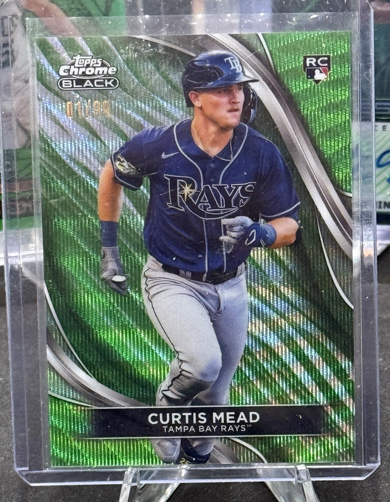 2024 Topps Chrome Black - Curtis Mead #27 Green Wave Refractor 1/99 RC Bookend