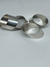Vintage Silver Plate Napkin Rings by Leonard Set of Four Curved Simple Elegant