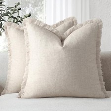 Pillow Covers 18x18 Set of 2 Throw Pillow 18" x 18" Pack of 2 Natural Beige