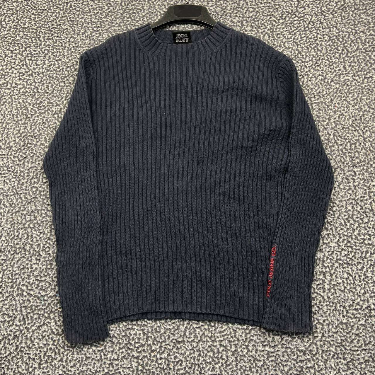 Vintage Polo Jeans Co Ralph Lauren Men XL Navy Rib Knit Cotton Crewneck Sweater