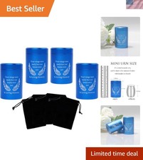 Elegant Set of 4 Mini Blue Urns for Ashes - Keepsake Memorials for Loved Ones