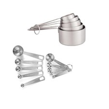 husMait 10-Piece Stainless Steel Measuring Small, Cups Spoons Set