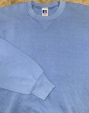 Vintage Russell Athletic Crewneck Sweatshirt Mens M/Lg Light Blue Blank USA Made