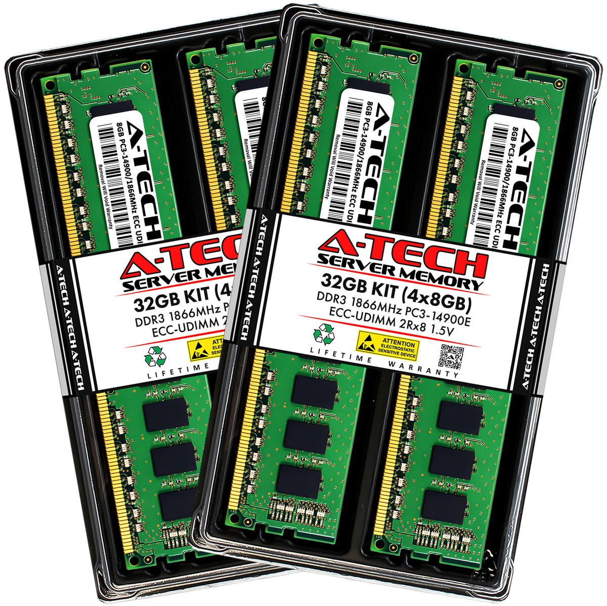 A-Tech 32GB 4x 8GB PC3-14900E ECC Unbuffered DDR3 1866MHz DIMM