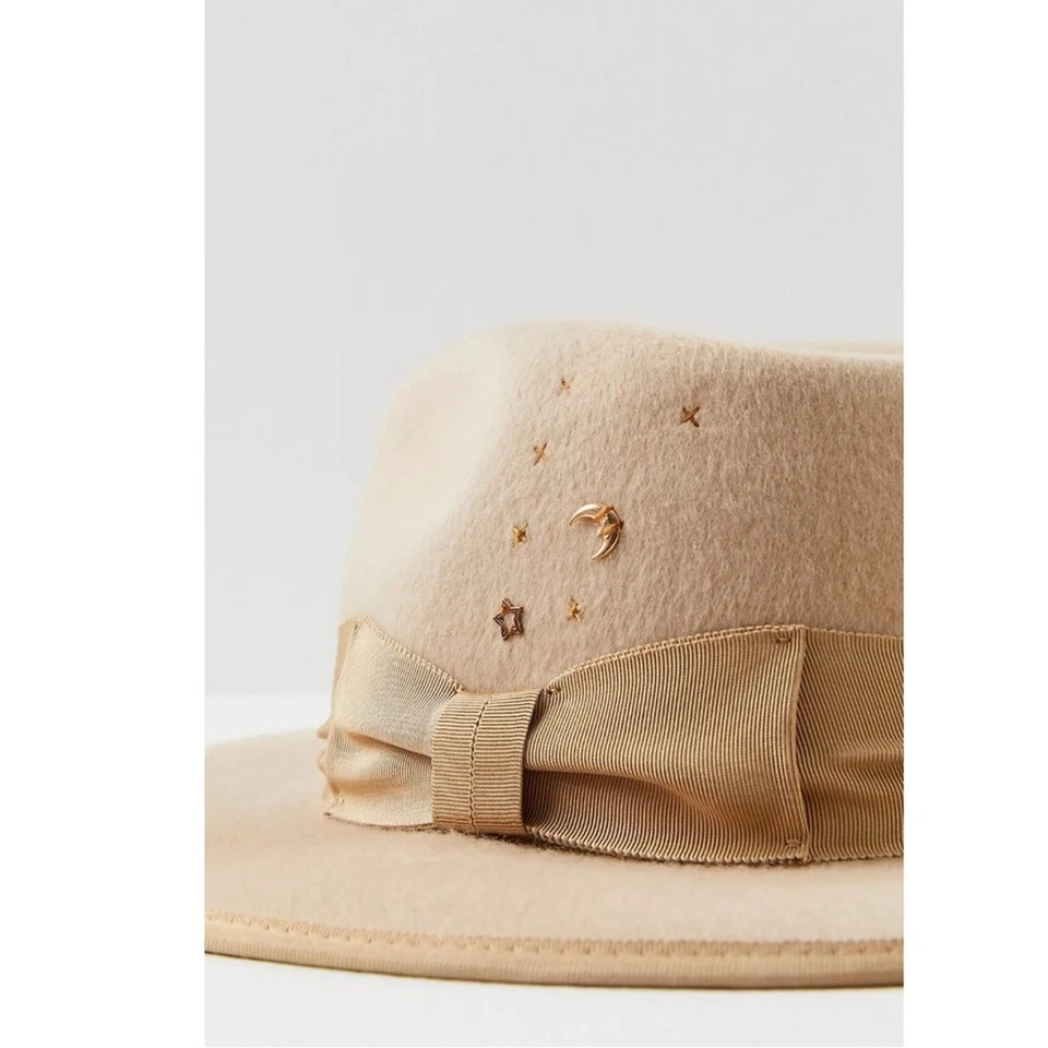Sombrero de fieltro embellecido Free People Wyeth Atlas avena nuevo con etiquetas lana celestial bohemio Foto 4 de 4