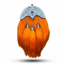 New Scottish Brown Goat Long Hair Dress Sporran W Silver Stag Head Celtic Cantle