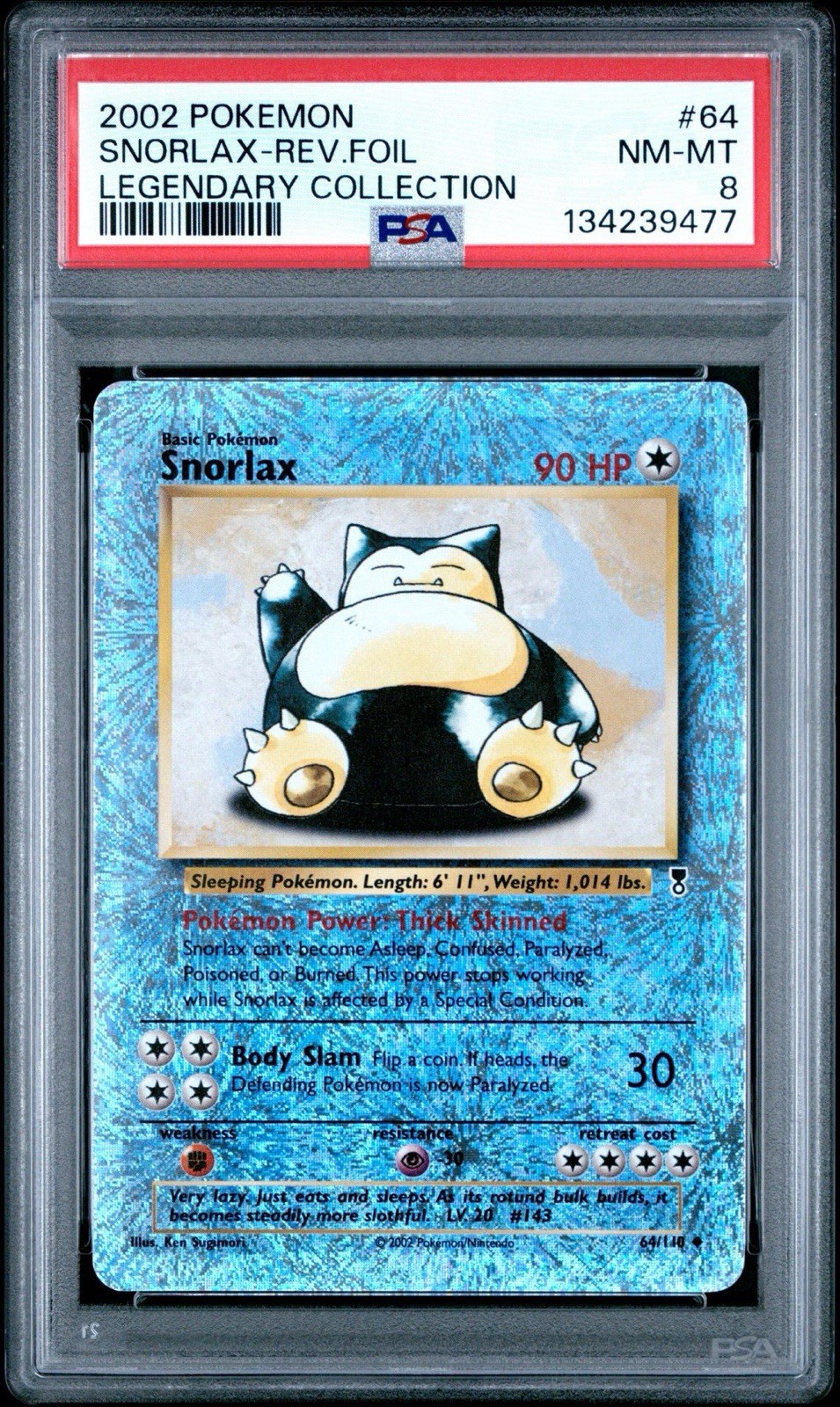 Snorlax 64/110 Legendary Collection Reverse Holo PSA 8