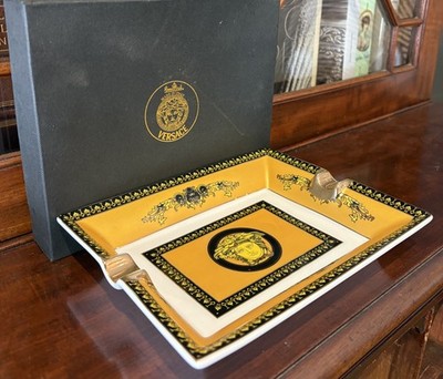 Versace Medusa Rosenthal Mustard & Gold 20.5cm Ashtray | eBay