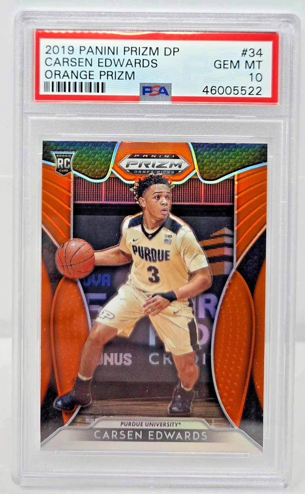 CARSEN EDWARDS ORANGE REFRACTOR Rookie Card PSA 10 GEM MINT view 1
