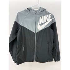 Nike Boy's Black & Grey Windbreaker Packable Jacket - Size Large (Loose Fit)