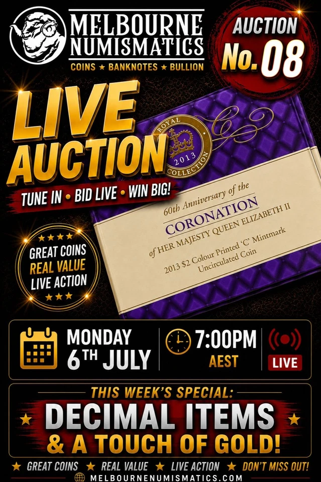 🔥 Melbourne Numismatics Auction No.  8 | Decimal Items & a Touch of Gold