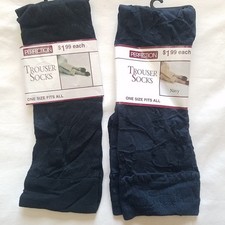 Lot of 2 Trouser Socks PERFECTION Navy, Black Womens One Size