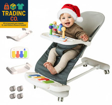 Cuddobaby Baby Bouncer 4-In-1 on Wheels Detachable Pianos, Feeding Tray 3-Leve