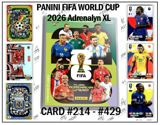 PANINI FIFA WORLD CUP 2026 Adrenalyn XL CARD OF YOUR CHOICE #214 - #429