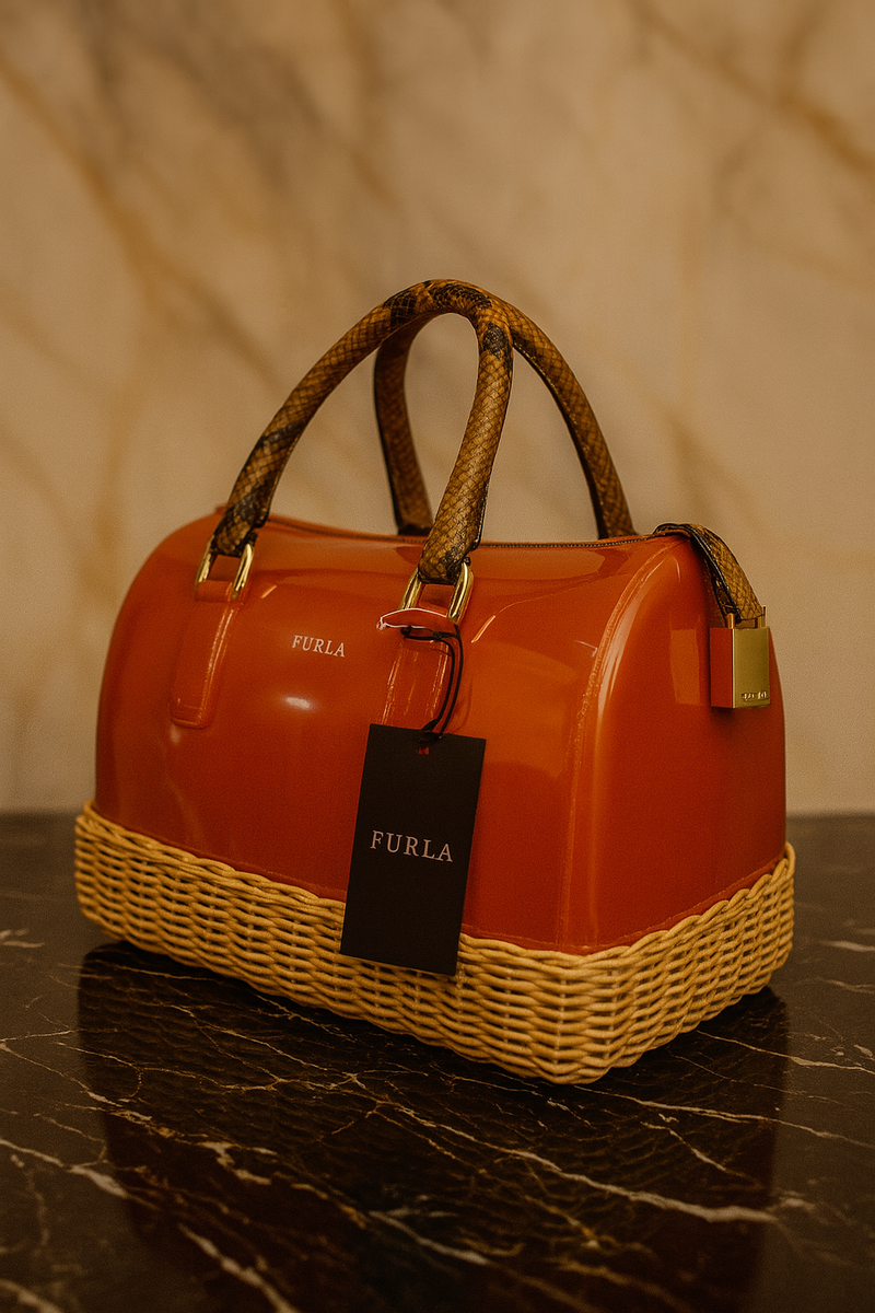 NEW FURLA Candy Satchel Bag - Wicker - Made in Italy Bag | eBay