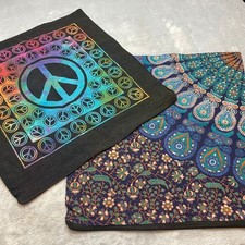 Boho Tie Dye Pillow Covers Square Size 18x18 Multicolor Mandala Peace Sign