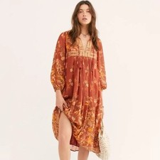 Spell & The Gypsy Collective Hendrix Boho Midi Dress Burnt Ember Size Small